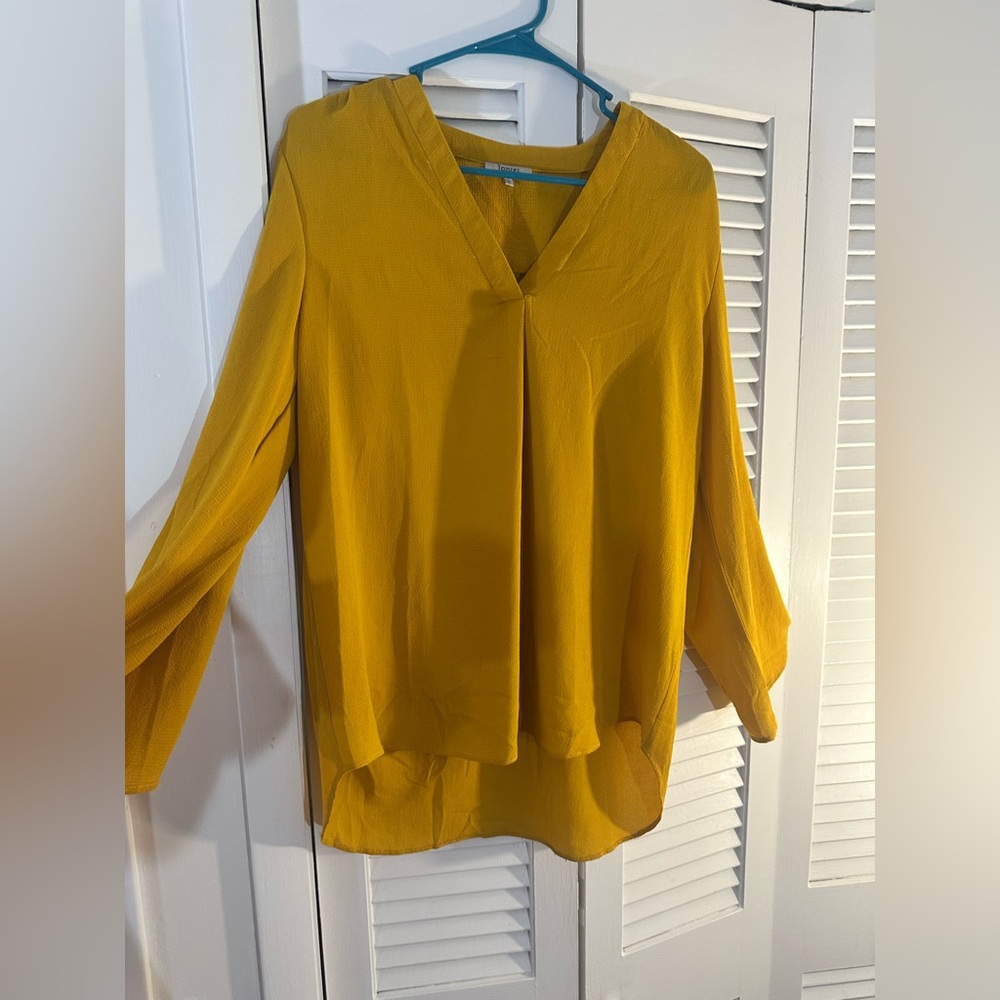 JODIFL Mustard V-Neck Blouse